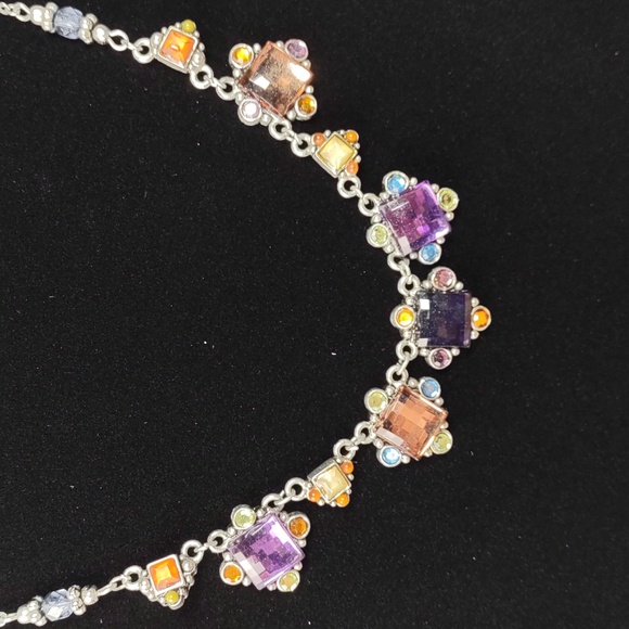 Multi Color Crystal Necklace/Clip-on Earrings Set - Picture 3 of 11